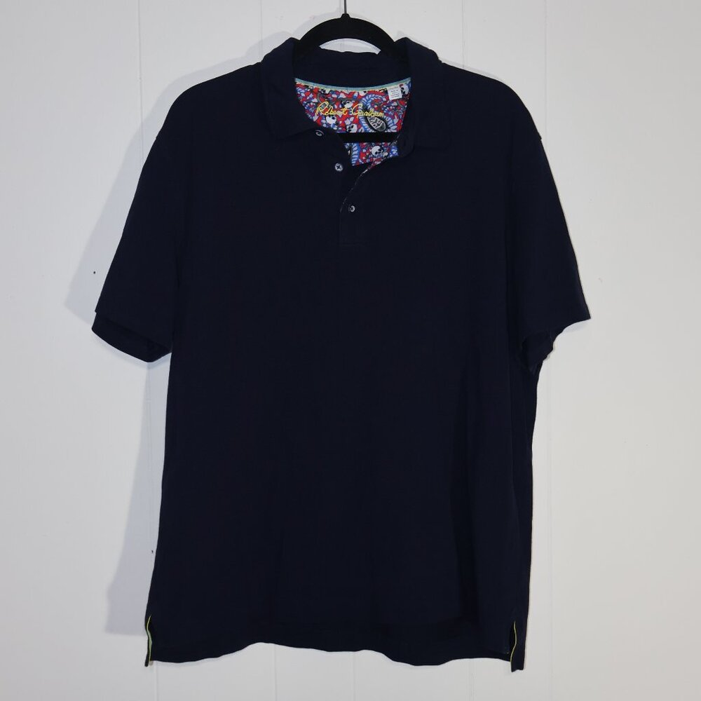 Robert Graham Short Sleeve Polo Shirt – Navy (Men’s XL)